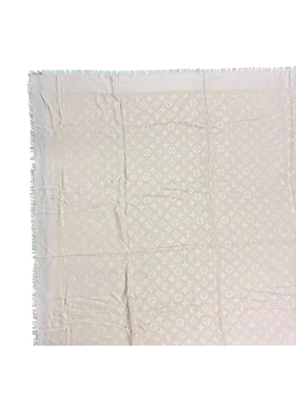 Louis Vuitton Silk Wool Scarf Monogram Beige